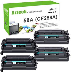 Aztech Compatible Toner Cartridge Replacement for HP 58A CF258A 58X CF258X Pro M404n M404dn MFP M428fdw M428dw M428fdn Printer (Black 4-Pack)