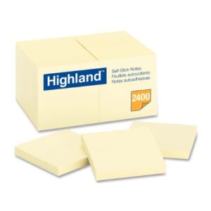 Highland Sticky Notes, 3 x 3 Inches, Yellow, 24 Pack (6549-24)
