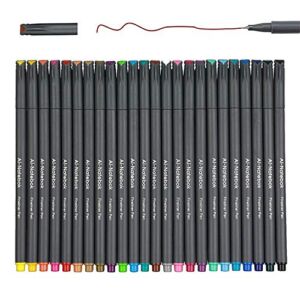 ai-natebok Fineliner Color Pens Set, 0.38mm Fine Tip Pens, Porous Fine Point Makers Drawing Pen, Perfect for Writing in Bullet Journal and Planner, 24 Assorted Colors
