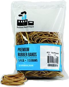 Rubber Bands, Rubber Band Depot, Size #32, Approximately 185 Rubber Bands Per Bag, Rubber Band Measurements: 3″ x 1/8” – 1/4 Pound Bag