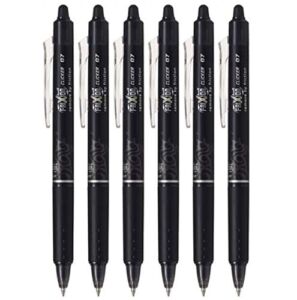 Pilot FriXion Ball Clicker Retractable Erasable Gel Pen, Fine Point, 0.7mm, Black Ink, 6 Count