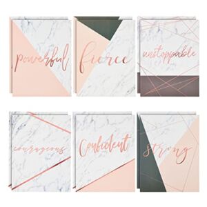 12 Inspirational 2 Pocket Folders for Marble Print Office Supplies, 6 Rose Gold Motivational Designs for School, Girls, Women (12 x 9.25 In)