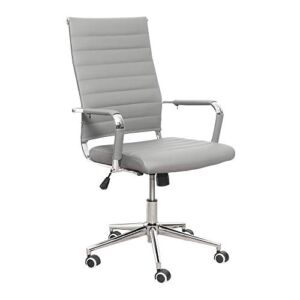 Office Chair,High Back Padded Tall Ribbed,PU Leather Surface,Computer Chair Comfort Height Adjustable,Chair Seat with Arm PU Wrap,Easy to Assemble Rolling Swivel Computer Task Chair (Gery)