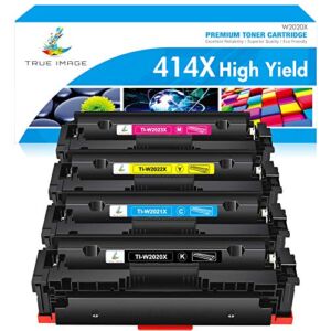 TRUE IMAGE Compatible Toner Cartridge Replacement for HP 414X W2020X 414A HP Color Pro MFP M479fdw M454dw M454dn M479fdn Printer Toner High Yield (Black Cyan Yellow Magenta, 4-Pack)