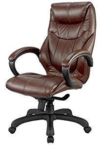 OCC Nicer Furniture® Genuine Leather High Back Executive Chair, Chocolate Brown Real Leather