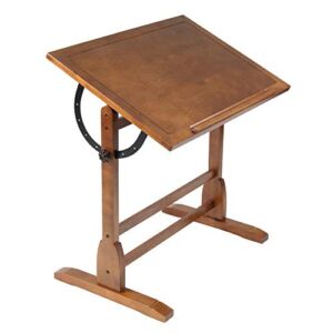 Studio Designs Vintage Wood Drafting Table with 36″ x 24″ Adjustable Top in Rustic Oak