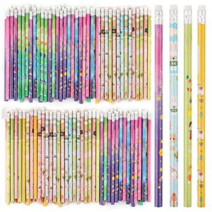 100 Count Pencils With Eraser Tops Colorful Pencils Assorted Designs Perfect For Teachers Children Classrooms and Party Gifts Supplies (100)