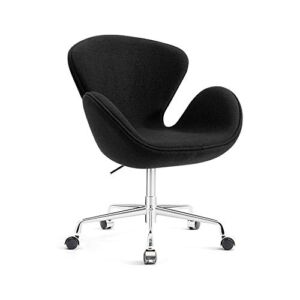 Classic Swan Chair Swivel Height Adjustable Lounge Chair with Casters, Cashmere (Black)