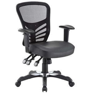 Modway Articulate Mesh Office Chair with Fully Adjustable Vegan Leather Seat In Black