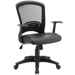 Modway Pulse Ergonomic Faux Leather Adjustable Swivel Office Chair in Black