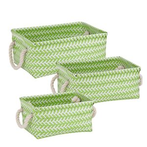 Honey-Can-Do STO-06685 Zig Zag Set of Nesting Baskets with Handles, Set of 3-Pack, Green