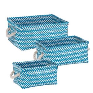 Honey-Can-Do STO-06689 Zig Zag Set of Nesting Baskets with Handles, Set of 3-Pack, Blue