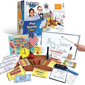 Ben Franklin Toys Play Teacher Role-Play Set Includes Reusable White Board, Bell, Report Cards, for Home or Classroom, Over 30 Pieces Included, Gift for Kids, Complete Set