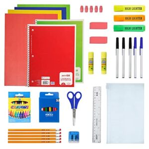 52 Piece Back to School Supply Kit for K-12 – Essentials Box of Supplies Bundle Value Pack for Students All Ages