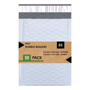 Sales4Less 4 Poly Bubble Mailers 9.5×14.5 Inches Shipping Padded Envelopes Self Seal Waterproof Cushioned Mailer 50 Pack , White