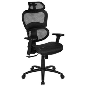Flash Furniture Ergonomic Mesh Office Chair with 2-to-1 Synchro-Tilt, Adjustable Headrest, Lumbar Support, and Adjustable Pivot Arms in Black