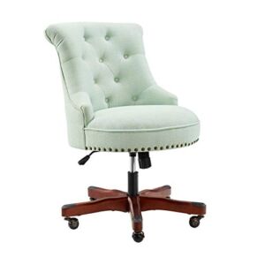 Benjara Nailhead Fabric Upholstered Office Chair with Adjustable Height, Mint Green