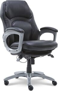Serta Wellness by Design Executive Office Back in Motion Technology, Ergonomic Computer Chair with Lumbar Support, Mid, Black