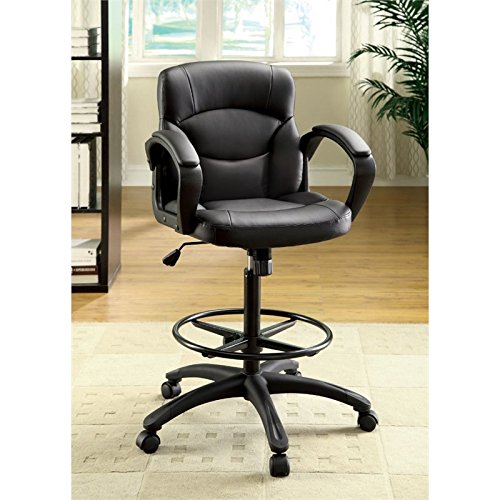 Furniture of America Elyse Faux Leather Low Back Office Chair in Black | The Storepaperoomates Retail Market - Fast Affordable Shopping