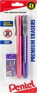 Pentel 3 Eraser Pack, 2 Clic Erasers, 1 Small Block eraser (ZEH0521BP3)