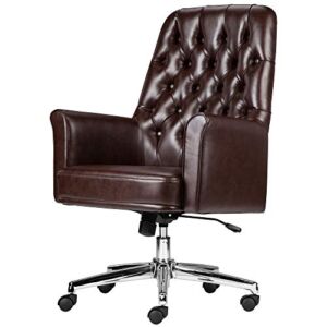 Delacora BT-444-MID-BN-GG Delacora FF-BT-444-MID 28 Inch Wide LeatherSoft Blend Executive Swivel Chair with Arms