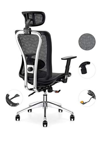 Cedric Office Chair,Breathable Mesh Computer Chair with Ergonomic Adjustable Lumbar Support, Black Swivel Desk Chair with Adjustable Armrest and Headrest, Mesh Seat,BIFMA Certification No 5.1 | The Storepaperoomates Retail Market - Fast Affordable Shopping
