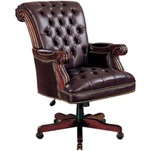BOWERY HILL Faux Leather Ergonomic Tufted Office Chair in Dark Brown
