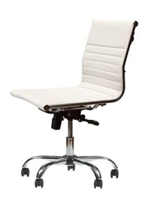 Winport Furniture Dynamic Mid-Back Armless Leather Swivel Office Home Desk Chair, White