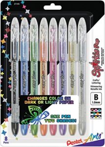 Pentel Arts Sparkle Pop Metallic Gel Ink Pen, 1.0mm Bold Line, Assorted Colors, Pack of 8 (K91PABP8M)