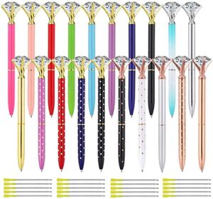 20pcs Diamond Pens Cute Ballpoint Pens Retractable Metal Crystal Pens with 20pcs Replacement Refills, for Girls Women Wedding Bridal Shower Decor Gifts
