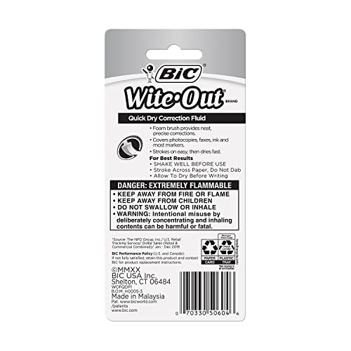BIC 521864 Wite-Out Quick Dry Correction Fluid White (50605) | The Storepaperoomates Retail Market - Fast Affordable Shopping