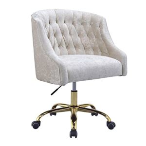 Benjara Swivel Office Chair with Adjustable Height, Cream and Gold