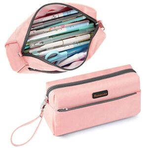 Homecube Pencil Case Cosmetic Bag Student Stationery Pouch Bag Office Storage Organizer for Girl Boy Women Men – Pink