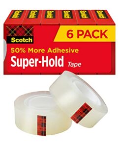 Scotch Super-Hold Tape, 6 Rolls, 50% More Adhesive, Trusted Favorite, 3/4 x 800 Inches, Boxed (700S6)