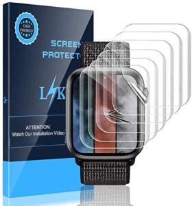 LK 6 Pack Screen Protector Compatible with Apple Watch Series 6 5 4 SE 44mm Series 7 45 mm Flexible TPU HD Clear Film Bubble-Free (UF-010)
