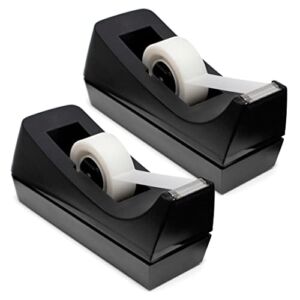 Desktop Tape Dispenser – Non-Skid Base – Weighted Tape Roll Dispenser – Perfect for Office Home School (Tape not Included) 2 Pack