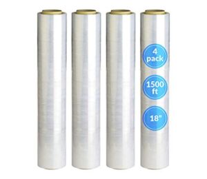 [Made in USA] Reli. 4 Rolls | 18″ Stretch Wrap (1,500 ft/roll) Clear Shrink Wrap/Stretch Plastic Wrap for Moving – Plastic Pallet Cling Wrap Stretch Film – 18″ Stretch Film for Moving and Storage
