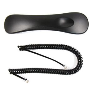 The VoIP Lounge Replacement Handset with Curly Cord for Shoretel Mitel IP Phone 230 115 265 565 560 530 210 110 560G 230G 565G Black