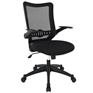 Modway Explorer Computer Desk Ergonomic Mesh Office Chair With Flip-Up Arms In Black