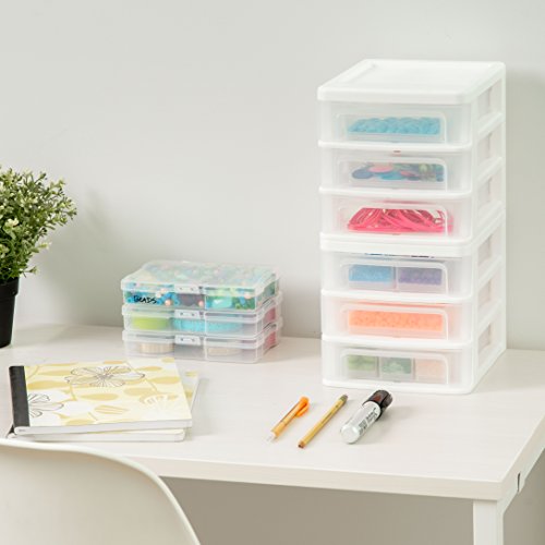 IRIS USA Plastic 3-Drawer Desktop Organizer for Office, Files, & Supplies, Small, White, 4 Pack | The Storepaperoomates Retail Market - Fast Affordable Shopping