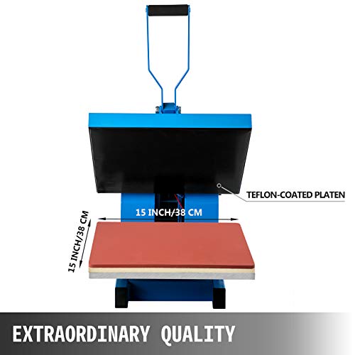 VEVOR Heat Press 15X15 Inch Heat Press Machine Industrial Quality Power T Shirt Heat Press Sublimation Machine Clamshell Heat Press Machine for T Shirts (Blue) | The Storepaperoomates Retail Market - Fast Affordable Shopping