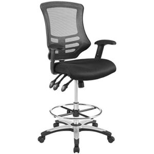 Modway Calibrate Mesh Drafting – Reception Desk Chair – Tall Office Chair in Black