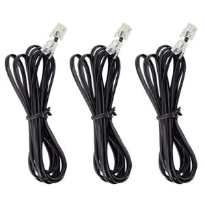 AIMIJIA Phone Cord, 6P4C Black Phone Telephone Extension Cord Cable Line Wire RJ11 6P4C Modular Plug for Landline Telephone Modem Accessory (6ft-3 Pack)