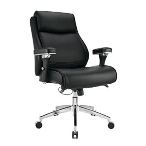 Realspace® Modern Comfort Keera Bonded Leather Mid-Back Manager’s Chair, Onyx/Chrome