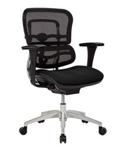 Workpro™ – Chair – 12000 Mesh Mid-Back Chair – Fabric/metal – 23″ x 29″ x 25.25″ – Black