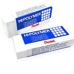 Hi-Polymer Large Plastic Rubbers Erasers – White – Pack of 2