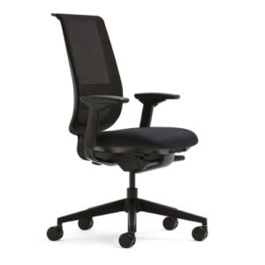 Steelcase Black Mesh Back Reply Chair with Black Fabric Seat –