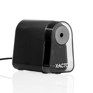 X-ACTO Pencil Sharpener, Mighty Mite Electric Pencil Sharpener with Pencil Saver, SafeStart Motor, Small Pencil Sharpener for Teacher and Homeschool Supplies, Black, 1 Count
