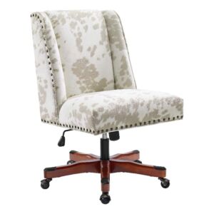 Linon Draper Wood Upholstered Office Chair in Beige Cow Print