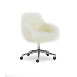 Linon Fiona Faux Fur Upholstered Office Chair in White